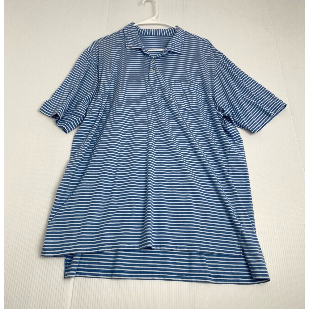 B Draddy Men's Polo Shirt Stripes blue and white Size XL‎ Performance Golf.